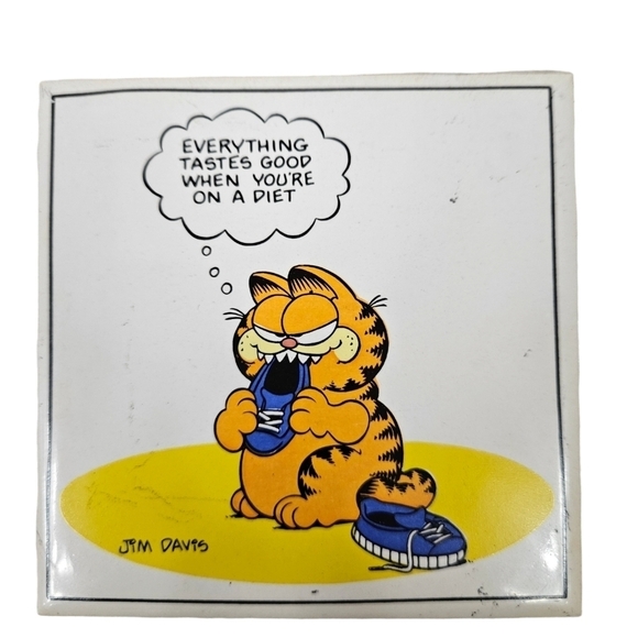 Vintage Enesco Jim Davis 1978 Garfield Comic Strip Tiles Set of 4 G2 - Picture 6 of 11
